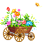 wheelbarrel flowers
